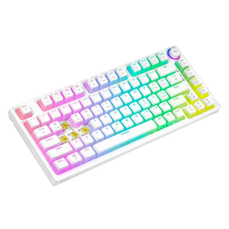 Savio Klawiatura mechaniczna bezprzewodowa SAVIO PHENIX WHITE Gateron Yellow, Pudding