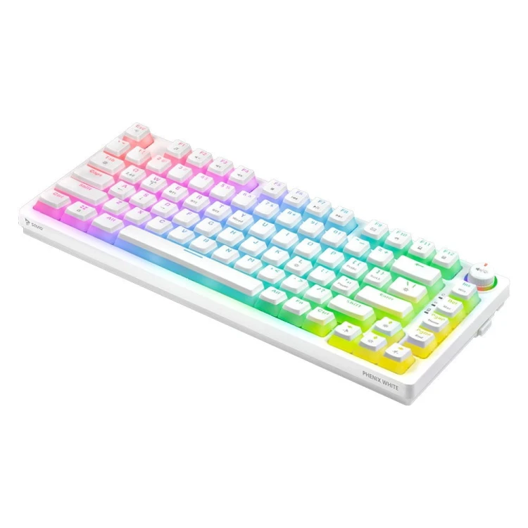 Savio Klawiatura mechaniczna bezprzewodowa SAVIO PHENIX WHITE Gateron Yellow, Pudding