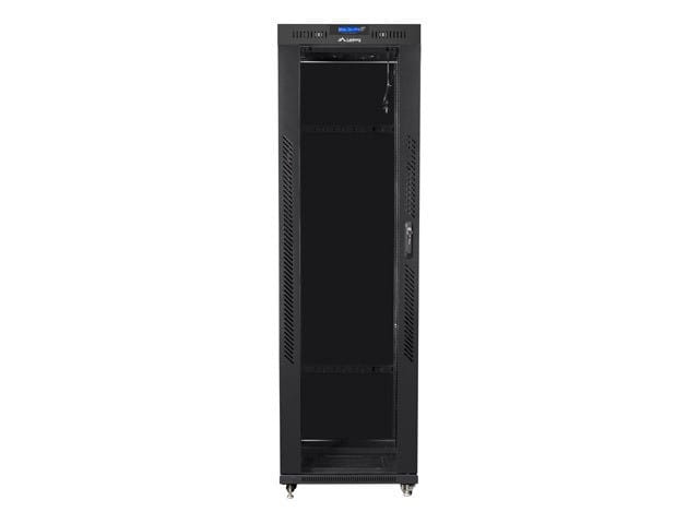 Lanberg Szafa instalacyjna rack stojąca 19 42U 600x800 czarna, drzwi szklane lcd (Flat pack)
