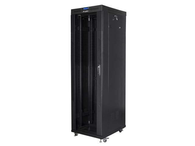 Lanberg Szafa instalacyjna rack stojąca 19 42U 600x800 czarna, drzwi szklane lcd (Flat pack)