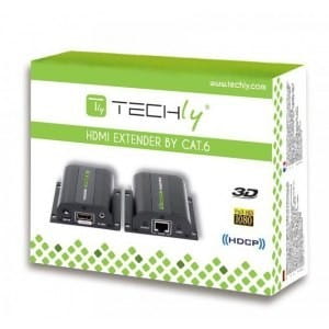 Techly Extender HDMI po skrętce Cat.5e/6/6a/7 do 60m, z odbiornikiem  IR, czarny