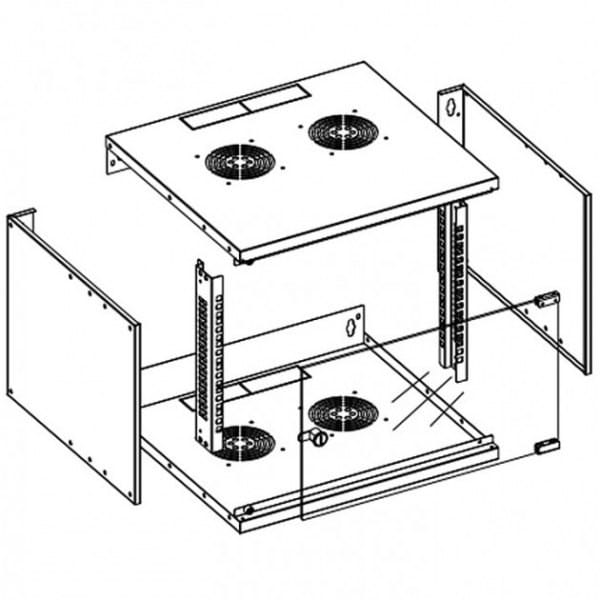 Techly Szafa wisząca ECO 19cali 6U/320mm zmontowana, szklane drzwi, szara