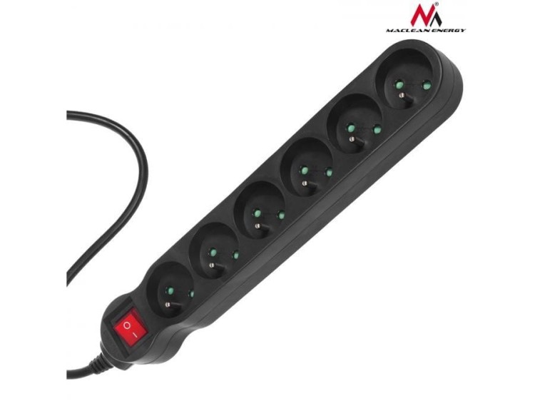 Maclean Listwa zasilająca MCE188 6 gniazd 2300W 5m czarna