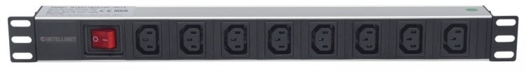 Intellinet Listwa zasilająca rack 19 1U 110V-250V/10A 8 gniazd C13 kabel 2m