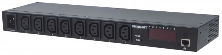 Intellinet Listwa zasilajaca rack 19 1U 110V-250V/16A 8 gniazd C13 zarządzalna IP