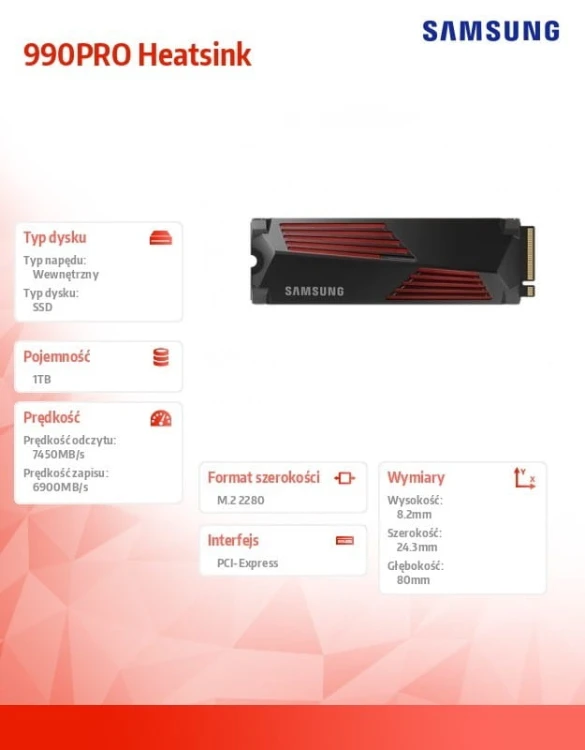 Samsung Dysk SSD 990PRO Heatsink NVMe 1TB