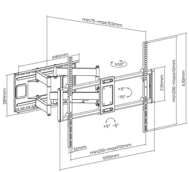 Techly Uchwyt ścienny 60-120 cali 120kg obrotowy