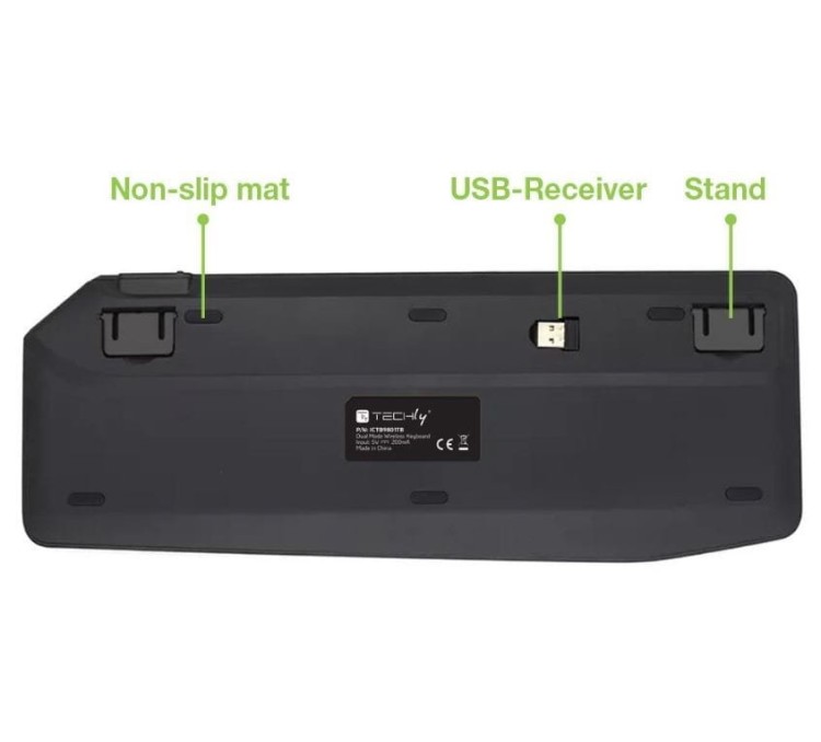 Techly Klawiatura bezprzewodowa BT/RF 2.4GHz touchpad LED