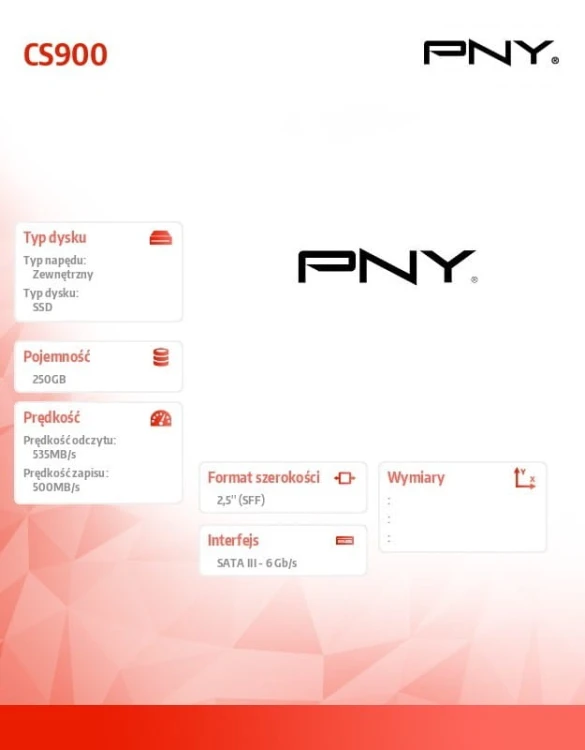 PNY Dysk SSD 250GB 2,5 SATA3 SSD7CS900-250-SI BULK