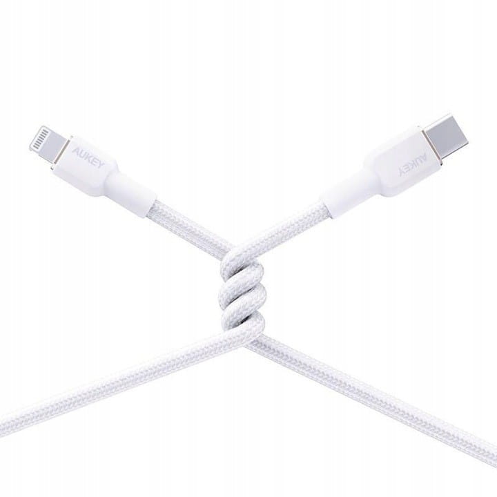 AUKEY CB-NAC1 White nylonowy kabel USB C - USB A | 1m | 3A | 60W PD | 20V