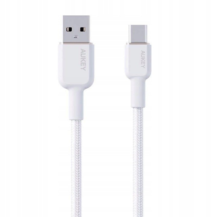 AUKEY CB-NAC1 White nylonowy kabel USB C - USB A | 1m | 3A | 60W PD | 20V