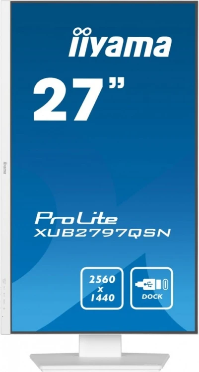 IIYAMA Monitor 27 cali XUB2797QSN-W2 IPS,QHD,USB-c Dock,HDMI,DP,PD-65W,2x2W, 4xUSB(3.2),300cd/m2,80M:1,sRGB:99%/5y/