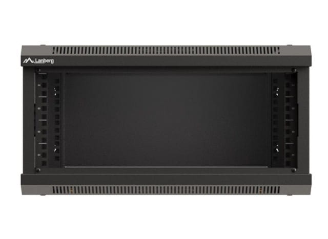 Lanberg Szafa instalacyjna rack wisząca 19" 4U 540x350 czarna drzwi   przeszklone ( flat pack)