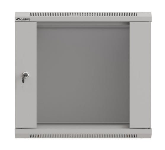 Lanberg Szafa instalacyjna rack wisząca 19" 9U 540x350 szara drzwi przeszklone ( flat pack)