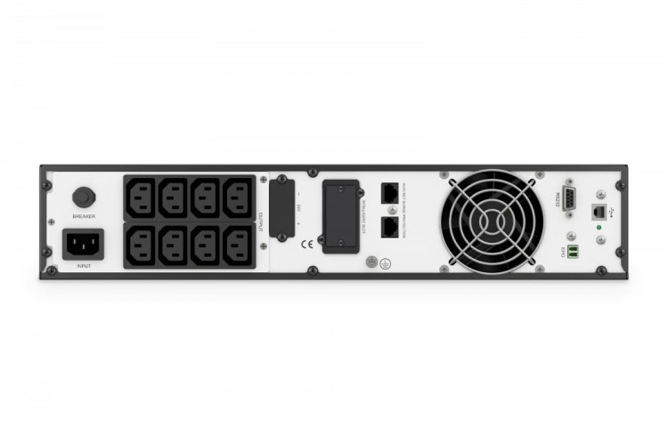 Digitus Zasilacz awaryjny UPS Online Rack 19" LCD, 1000VA/1000W, 2x12V/9Ah, 8xC13, USB, RS232, RJ45