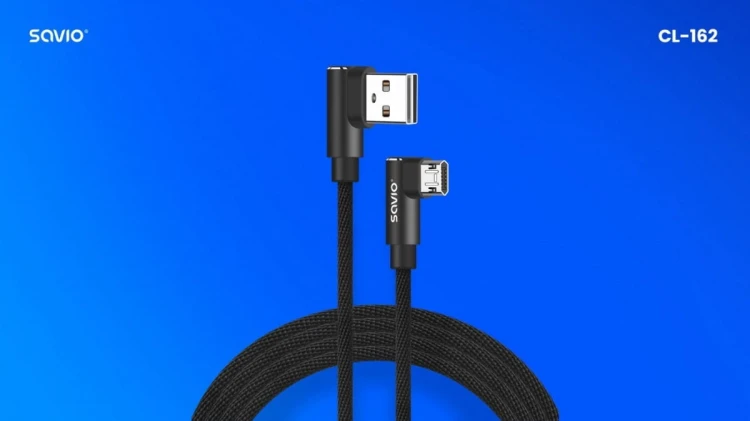 Savio Kabel z dwustronnym złączem USB Micro USB - USB A 2m, CL-162