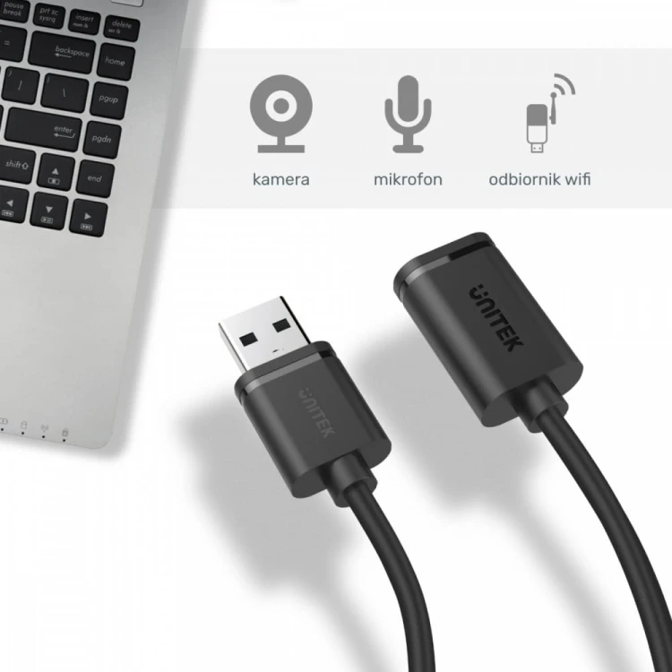Unitek Przedłużacz USB 2.0 AM-AF, 0.5m; Y-C447GBK