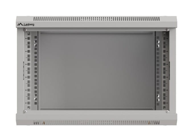 Lanberg Szafa instalacyjna rack wisząca 19" 6U 540x350 szara drzwi przeszklone ( flat pack)