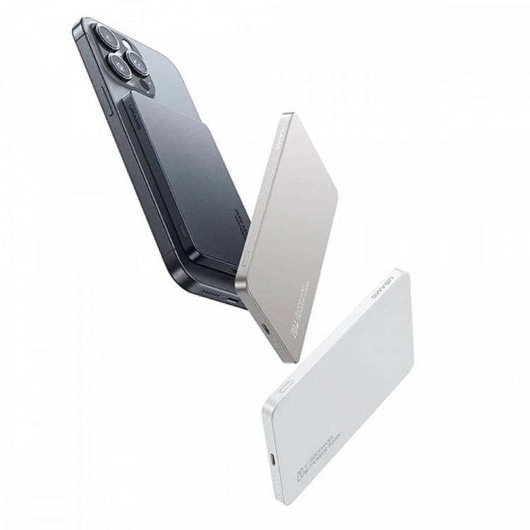 USAMS PowerBank 5000mAh 20W Indukcyjny Magsafe PD Fast Charge tytanowy