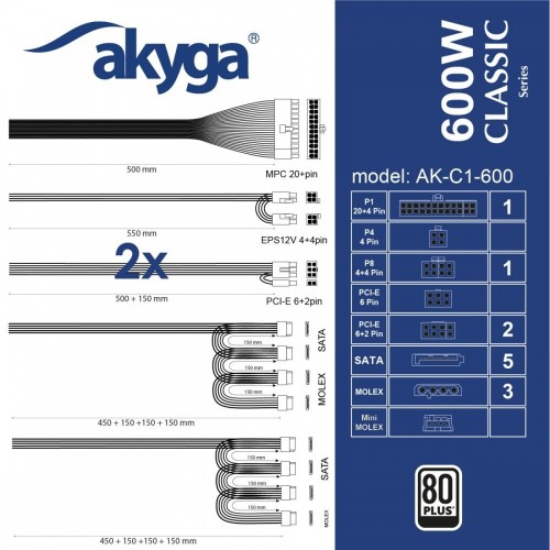 AKYGA Zasilacz AK-C1-600 ATX 600W PRO SERIA  A