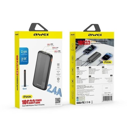 AWEI Powerbank 10000mAh P20K 2xUSB