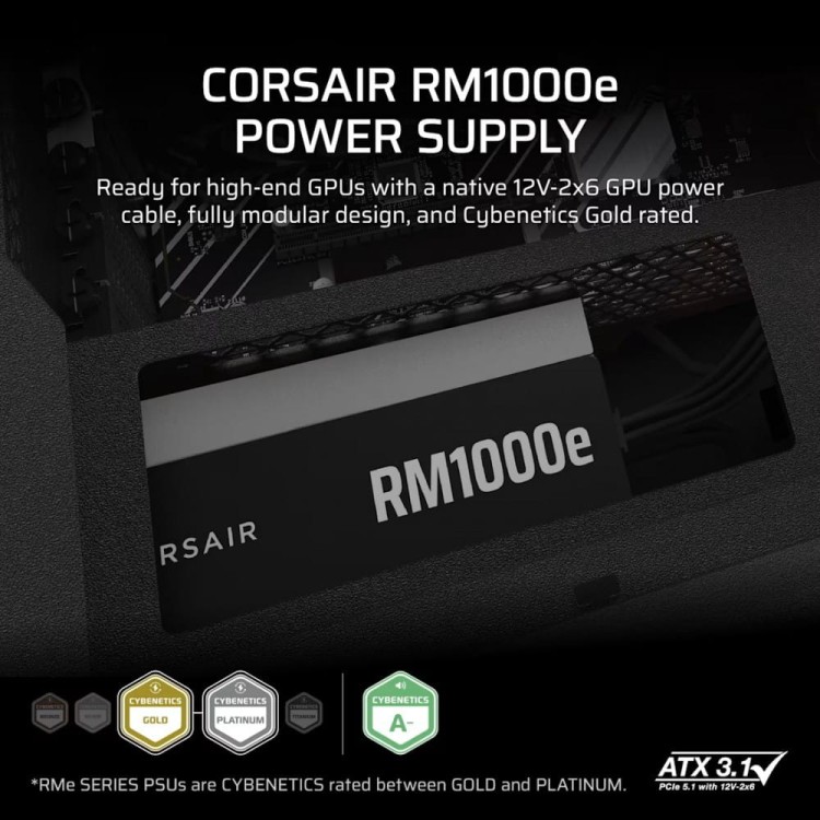 Corsair Zasilacz RM1000e PCIe5.1 80+GOLD F.MODULAR ATX3.1