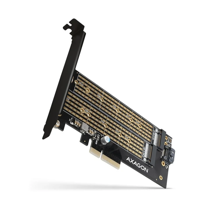 AXAGON PCEM2-D Adapter wewnętrzny PCIe x4, 1x M.2 NVMe M-key + 1x SATA B-key slot, SP &amp; LP