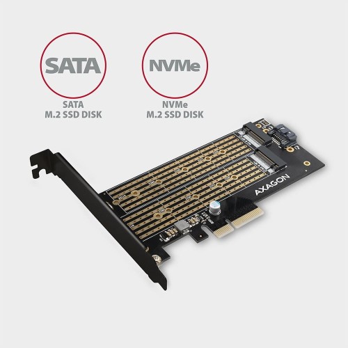 AXAGON PCEM2-D Adapter wewnętrzny PCIe x4, 1x M.2 NVMe M-key + 1x SATA B-key slot, SP &amp; LP