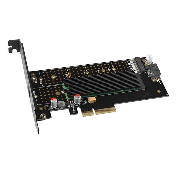 AXAGON PCEM2-DC Adapter wewnętrzny PCIe x4, 1x M.2 NVMe M-key + 1x SATA B-key slot, chłodnica, SP &amp; LP + radiator