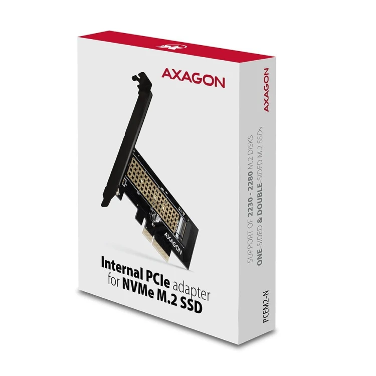 AXAGON PCEM2-N Adapter wewnetrzny PCIe x4, 1x M.2 NVMe M-key slot, SP &amp; LP