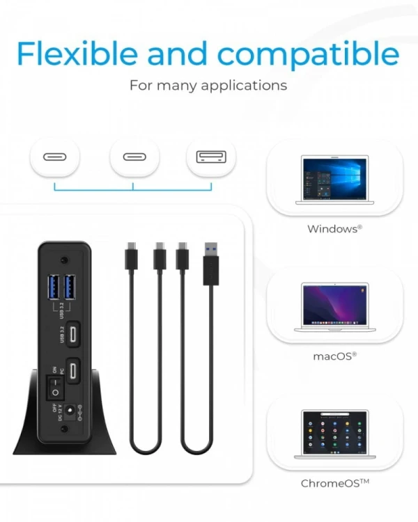 IcyBox Obudowa IB-382H-C31 2,5/3,5 HDD z wbudowanym HUB 1xUSB-C, 2xUSB -A,  12V2A