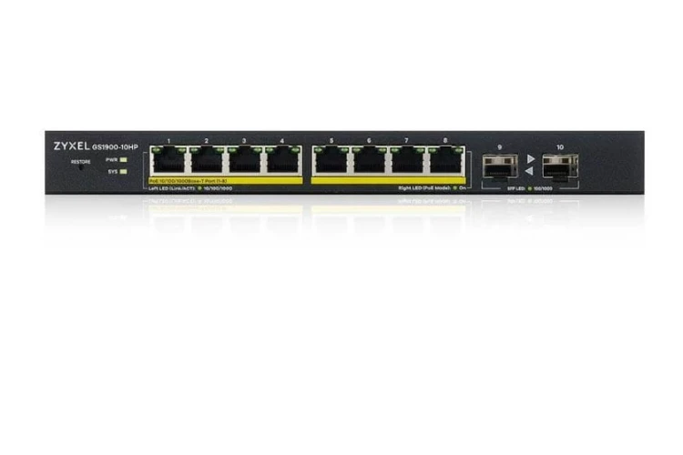 Zyxel Przełącznik GS1900-10HP v2 8port L2 PoE 2xSFP 70W 802.3at