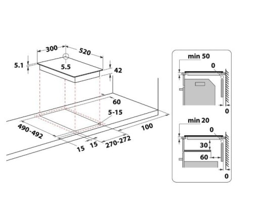Whirlpool Płyta ceramiczna 2 pola WRD6030B