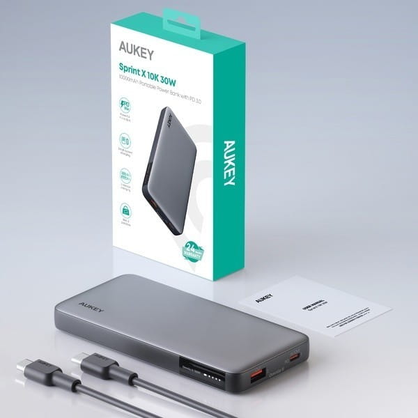 AUKEY PB-Y41 Power Bank | 10000mAh | 30W | 2xUSB | PD 3.0 QC 3.0 LED