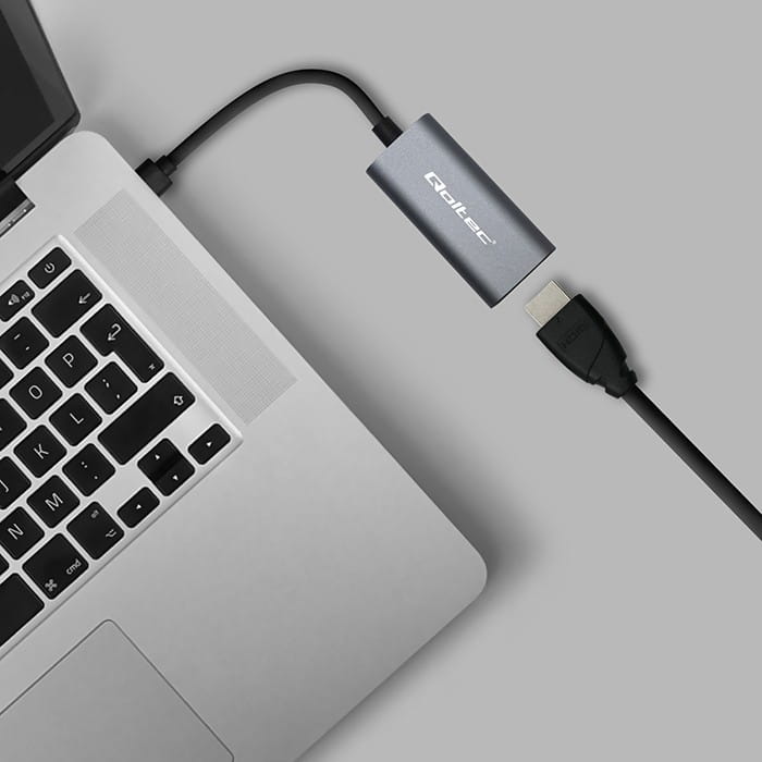 Qoltec Adapter aluminiowa przejściówka USB-C na HDMI 4K | 60Hz | 32AWG