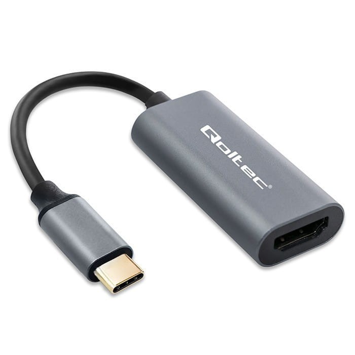 Qoltec Adapter aluminiowa przejściówka USB-C na HDMI 4K | 60Hz | 32AWG