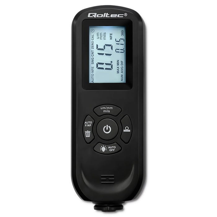 Qoltec Miernik grubości lakieru z podświetlanym bocznym wyświetlaczem LCD | 0 ~ 2000um