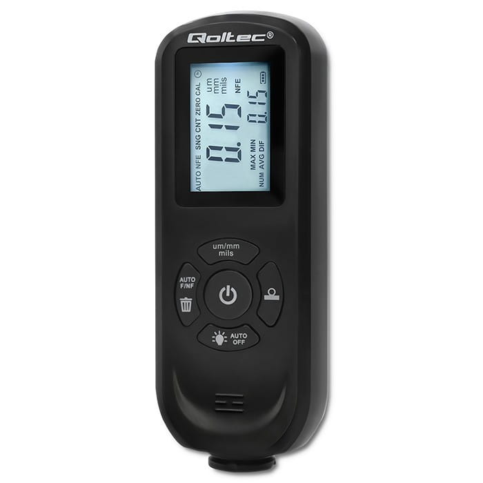 Qoltec Miernik grubości lakieru z podświetlanym bocznym wyświetlaczem LCD | 0 ~ 2000um