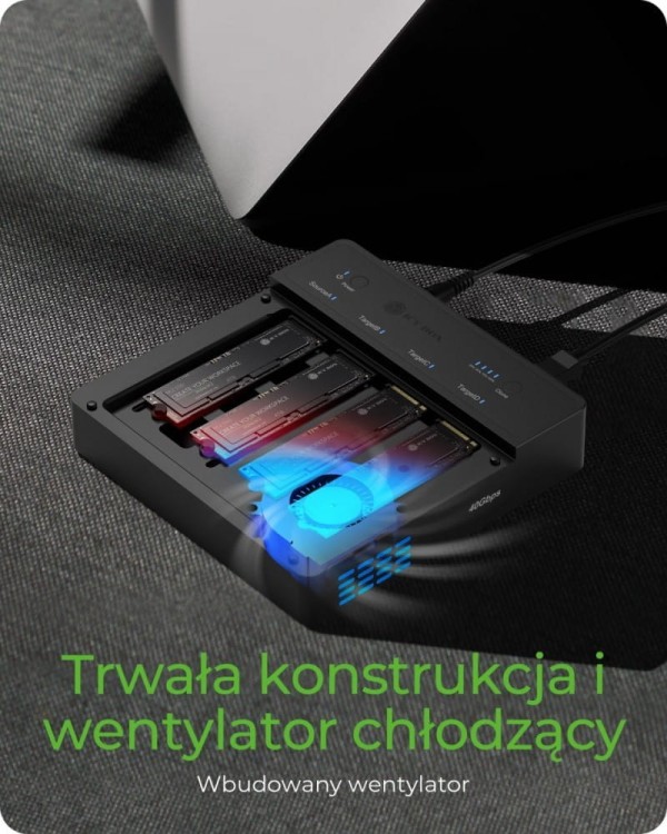 IcyBox Duplicator (klonowanie 1:3) dla NVMe M.2 SSD IB-4013MCL-C4 4-Bay USB4