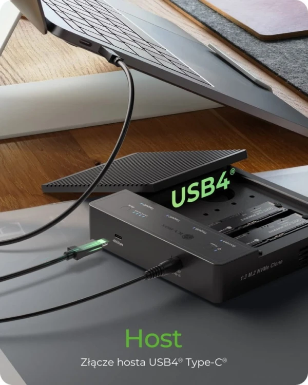 IcyBox Duplicator (klonowanie 1:3) dla NVMe M.2 SSD IB-4013MCL-C4 4-Bay USB4