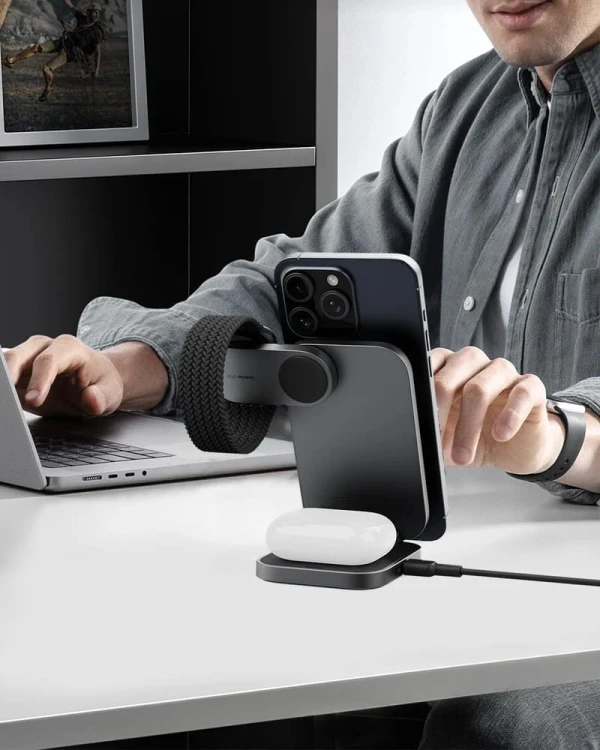 AUKEY LC-MC312 Slim 3w1 ładowarka bezprzewodowa MagSafe Qi2 15W  + ładowarka PD 30W + Etui