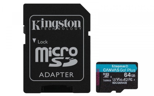 Kingston Karta microSD 64GB CanvasGo! Plus 200MB/s A2 U3 V30 + adapter