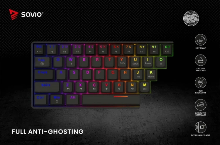 Savio Klawiatura mechaniczna BLACKOUT X2  OUTEMU Red, Hot Swap