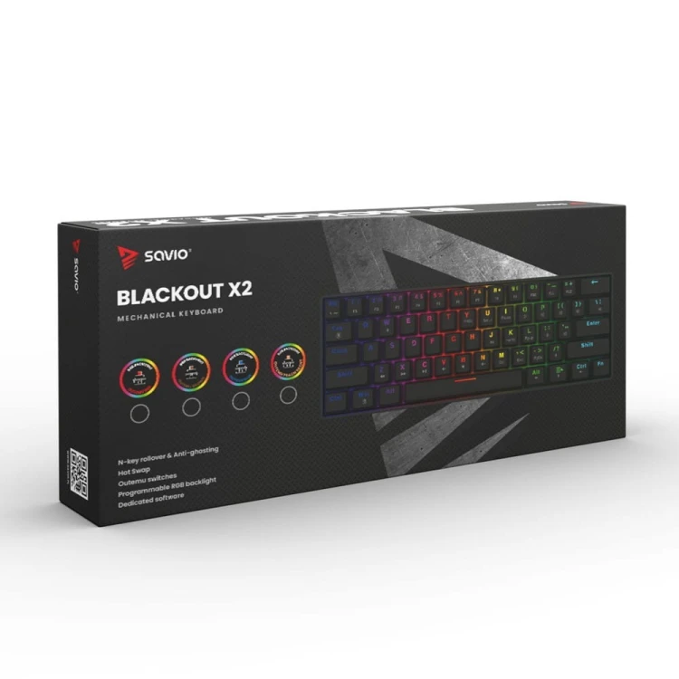 Savio Klawiatura mechaniczna BLACKOUT X2  OUTEMU Red, Hot Swap