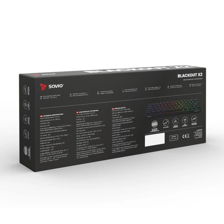 Savio Klawiatura mechaniczna BLACKOUT X2  OUTEMU Red, Hot Swap