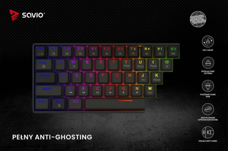 Savio Klawiatura mechaniczna BLACKOUT X2  OUTEMU Red, Hot Swap