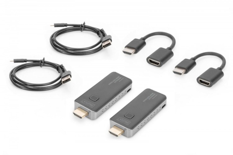 Digitus Przedłużacz/Extender HDMI bezprzewodowy 50m 1080p 60Hz FHD 5GHz, audio (zestaw)