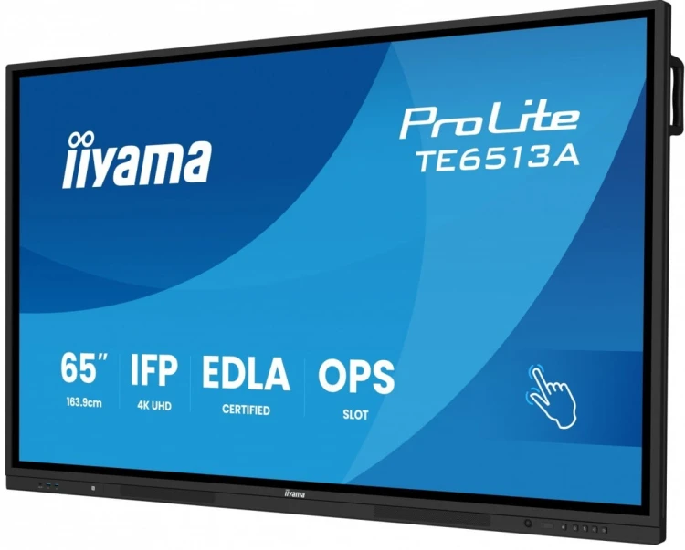 IIYAMA Monitor 65 cali TE6513A-B1AG INFRARED,40pkt,IPS,4K,7H,450cd/m2,      WiFi,USB, ANDROID 14, Google EDLA,2x20W, UCHWYT CIENNY