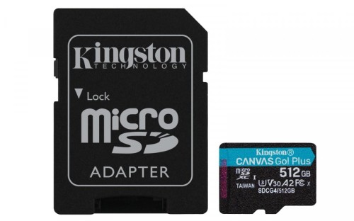 Kingston Karta microSD 512GB CanvasGo! Plus 200MB/s A2 U3 V30 + adapter