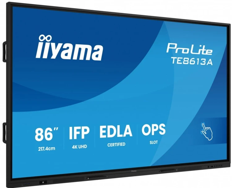 IIYAMA Monitor 86 cali TE8613A-B1AG INFRARED,40pkt,IPS,4K,7H,450cd/m2,      WiFi,USB, ANDROID 14, Google EDLA,2x20W, UCHWYT CIENNY
